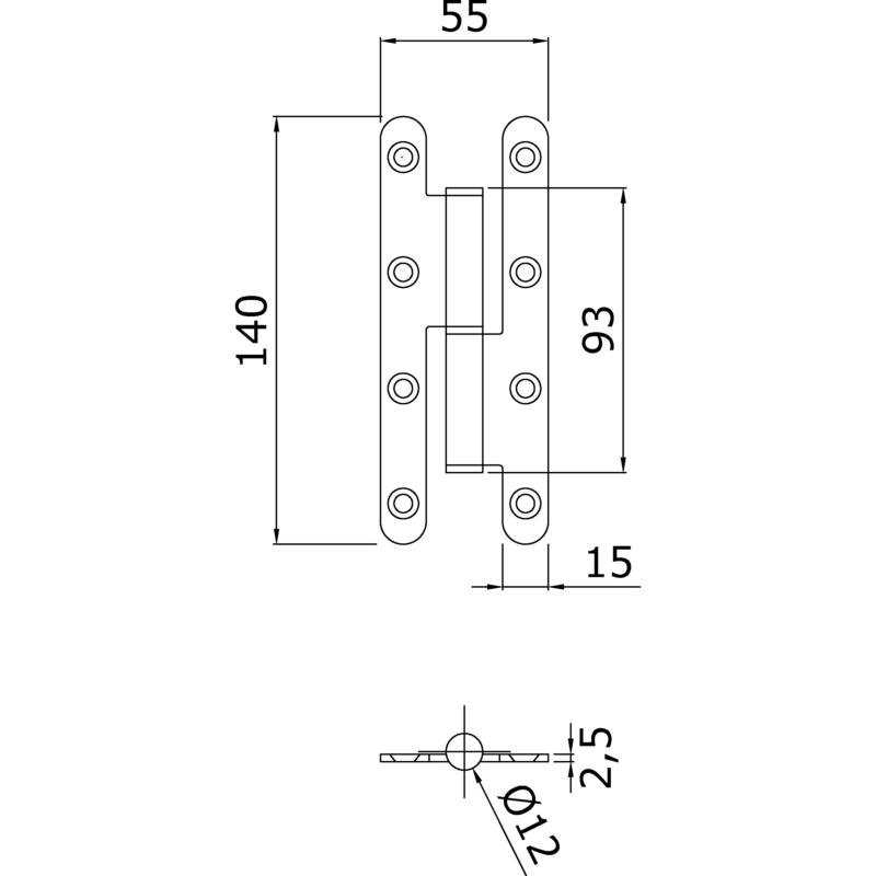 Paumelle en inox 140x55x2.5mm – Image 2